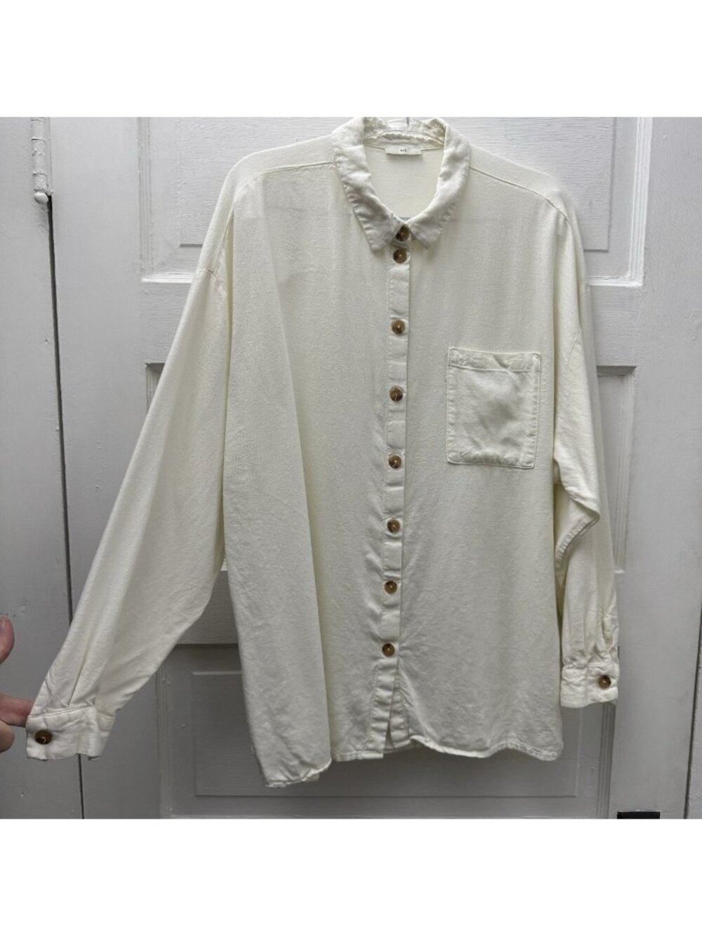 YSE Sieste D’Été Linen Blend Button Front Blouse Ivory Relaxed Size 10 14